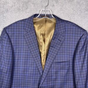 Byron Lars Blue Plaid Blazer with Gold Lining